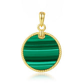 Round Shape Malachite Sterling Silver Pendant